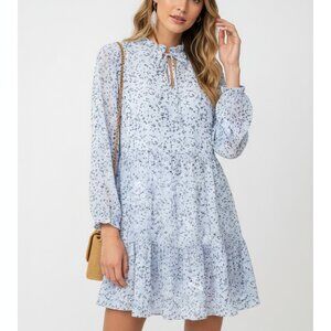 Evri Dress Blue Splotch Boho Peasant Cottage Festival Sheer 1X